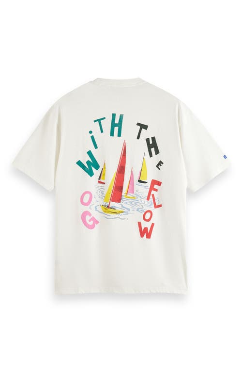 Scotch & Soda Go With The Flow Graphic T-shirt In White Traditional
