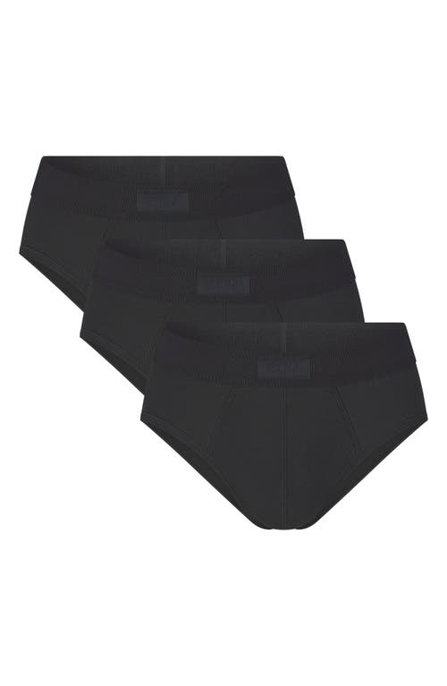 Skims Mens Onyx Branded-waistband Pack Of Three Stretch-cotton Briefs Xxxl In Onyx