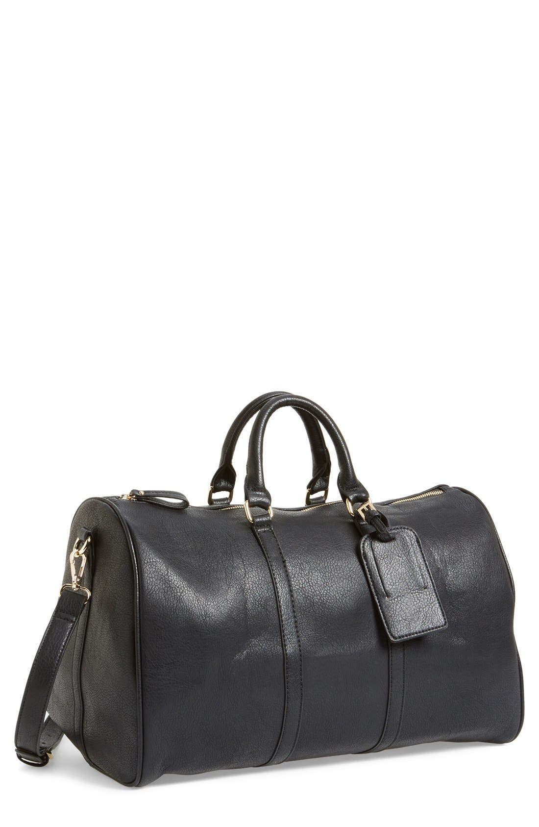 black leather duffle bag womens