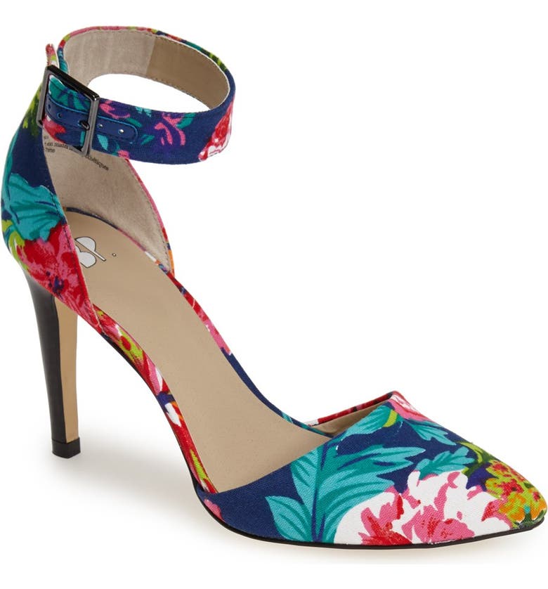 BP. 'Mallory' Floral Print Ankle Strap Pump, Main, color, FLORAL