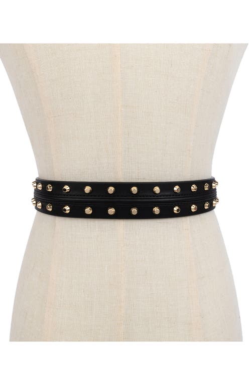 Shop Michael Michael Kors Astor Studded Leather Belt In Black/gold