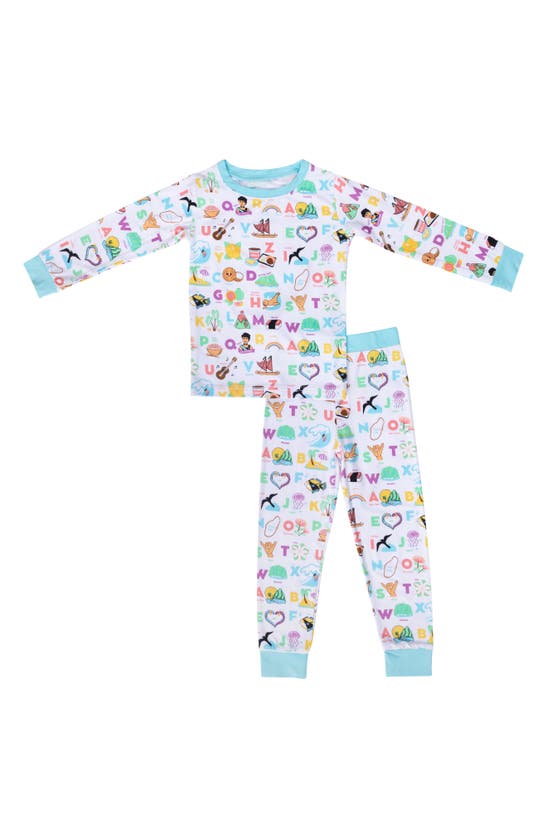 Coco Moon Kids' Kine Abcs Fitted Pajamas In Blue