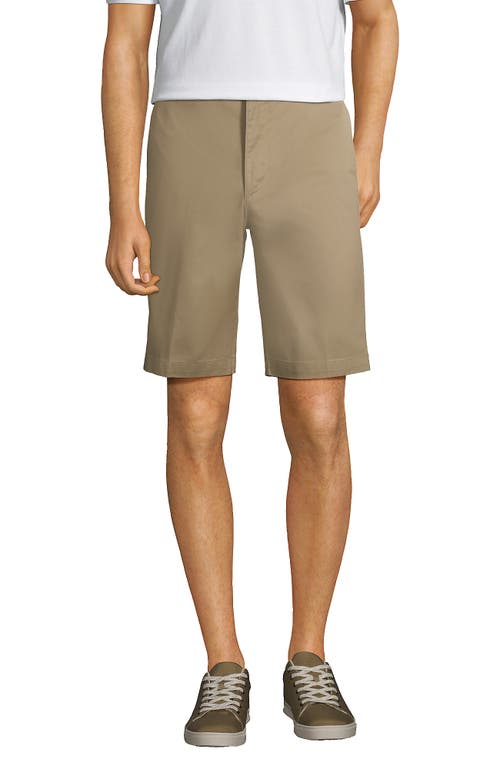 Shop Lands' End School Uniform Young  Plain Front Blend Chino Shorts In Khaki