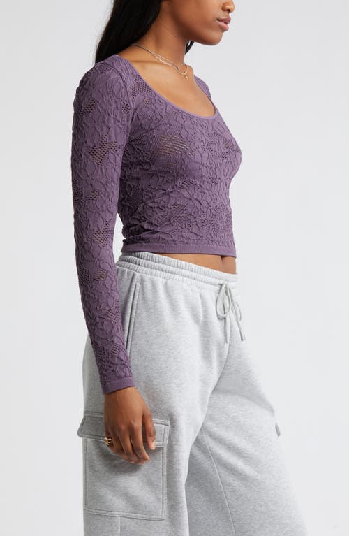 Shop Bp. Mesh Jacquard Long Sleeve T-shirt In Purple Montana