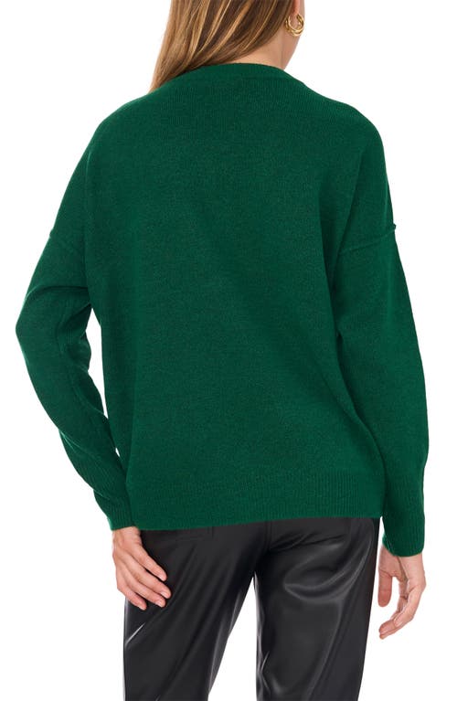 Shop Vince Camuto Exposed Seam Crewneck Sweater In Alpine Green