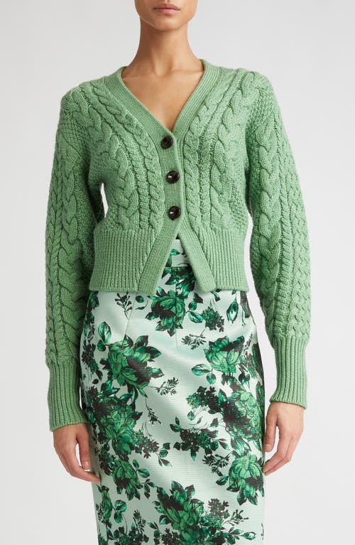 Emilia Wickstead Jacks Cable Knit Wool V-Neck Cardigan at Nordstrom,