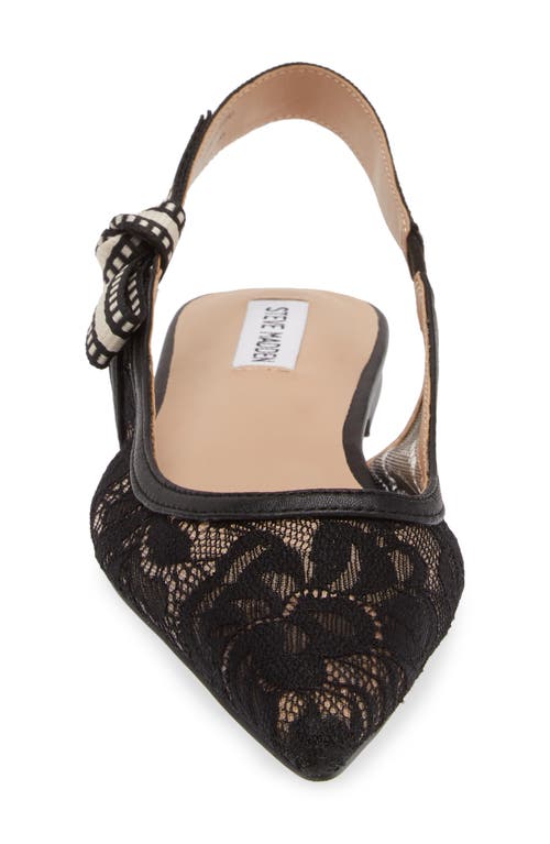 Shop Steve Madden Olsen Slingback Pointed Toe Flat In Black Lace