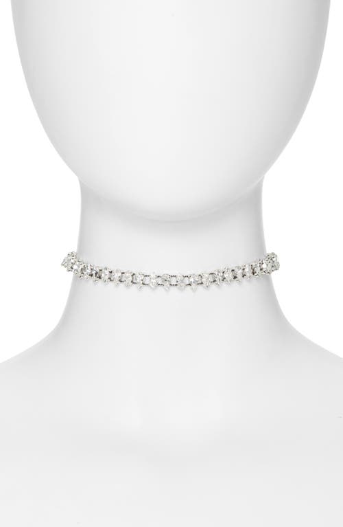 Saint Laurent Crystal Choker Necklace In Palladium/crystal