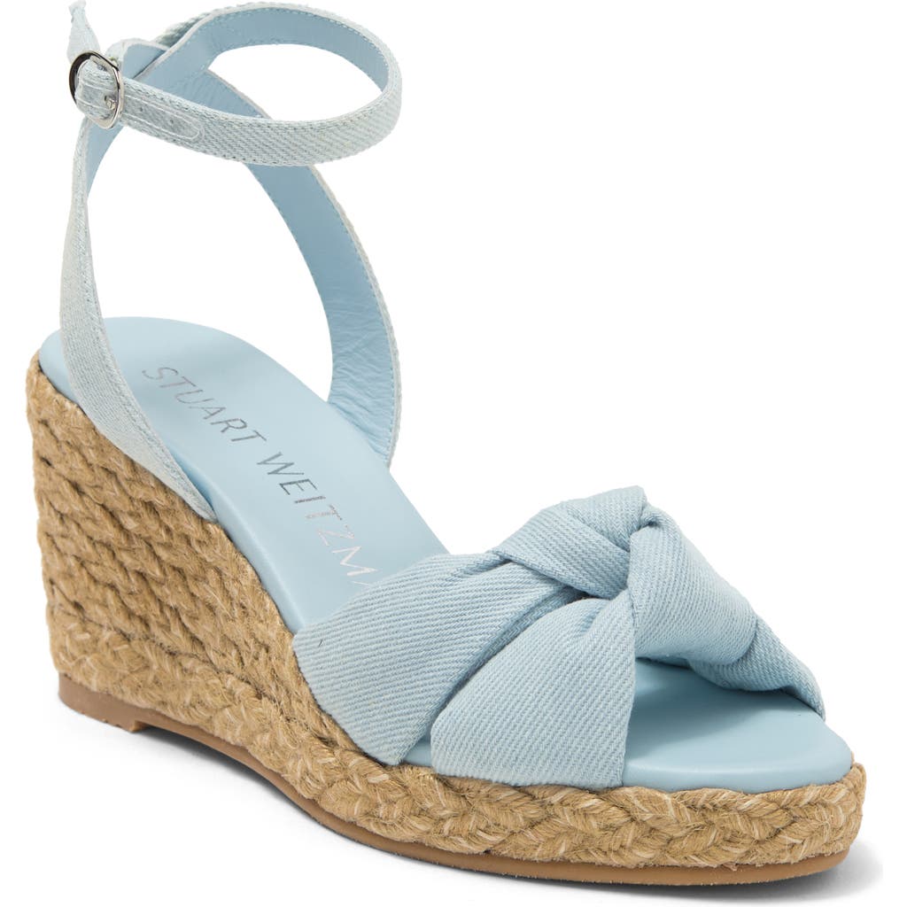 Stuart Weitzman Playa Espadrille Knot Wedge Sandal In Blue