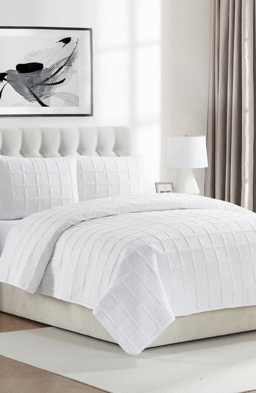 Vcny Home Square Solid 3-piece Quilt Set In White