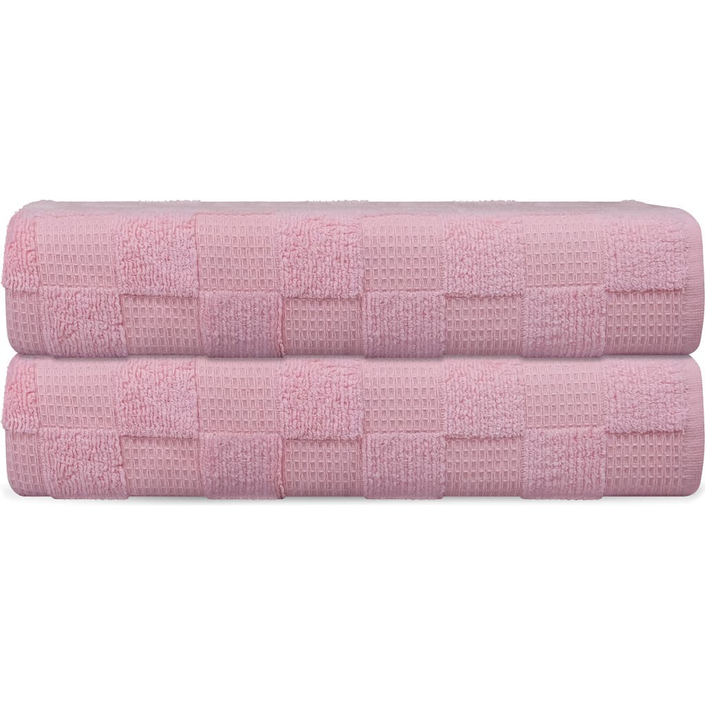 Brooks Brothers Waffle Terry 2-piece Turkish Cotton Bath Mat Set In Blush