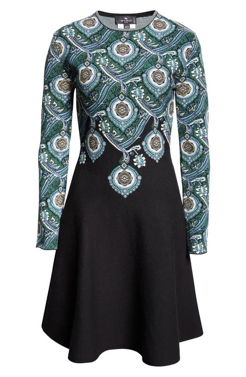 Shop Etro Paisley Jacquard Long Sleeve Sweater Dress In Green Paisley Print S9000