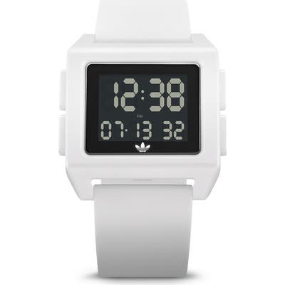 Adidas Archive Digital Silicone Strap Watch, 40Mm