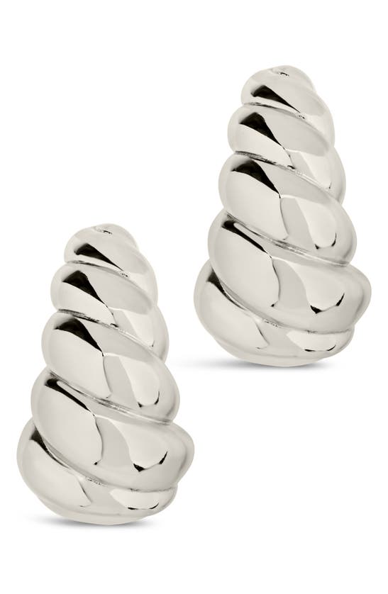 Sterling Forever Bobine Statement Earrings In Rhodium Plated In Silver