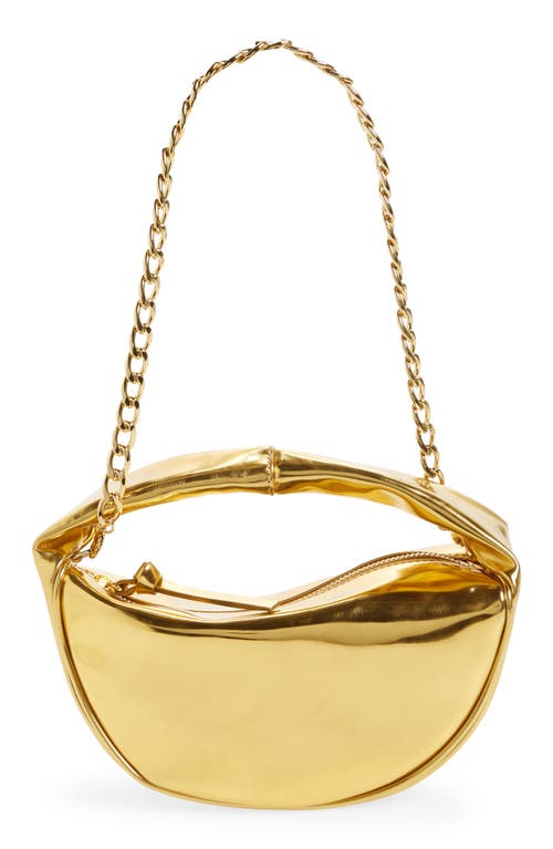 By Far Baby Cush Metallic Faux Leather Top Handle Bag in Gold