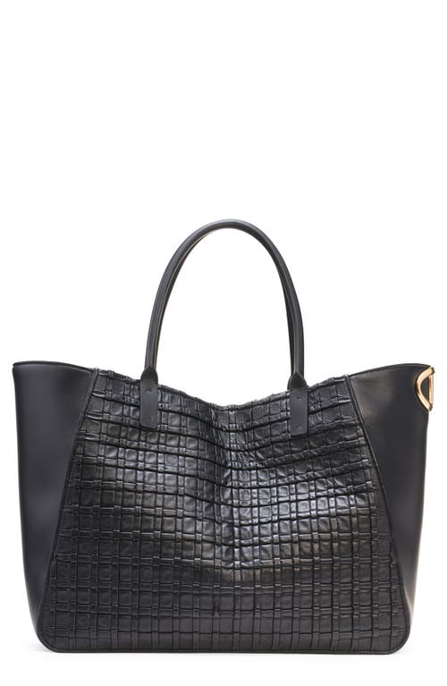 Shop Valentino Garavani Large Vlogo Detail Weave Embossed Leather Tote In Nero