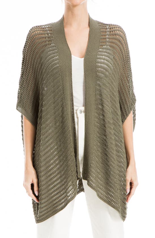 Max Studio Open Weave Cardigan In Army