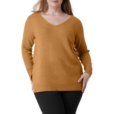 Plus Size Maree Pour Toi Wool & Cashmere Sweater, Brown