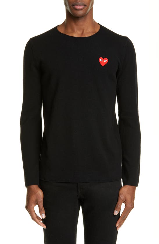 Comme Des Garçons Play Crewneck Wool Sweater In Black