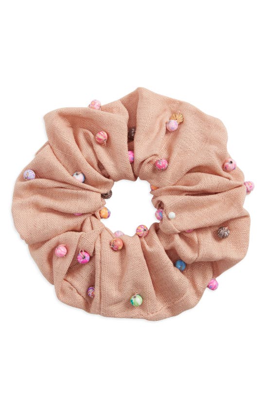 Click to view more detailed imagery on our partner's website Lele Sadoughi Beaded Oversize Woven Scrunchie In Coral