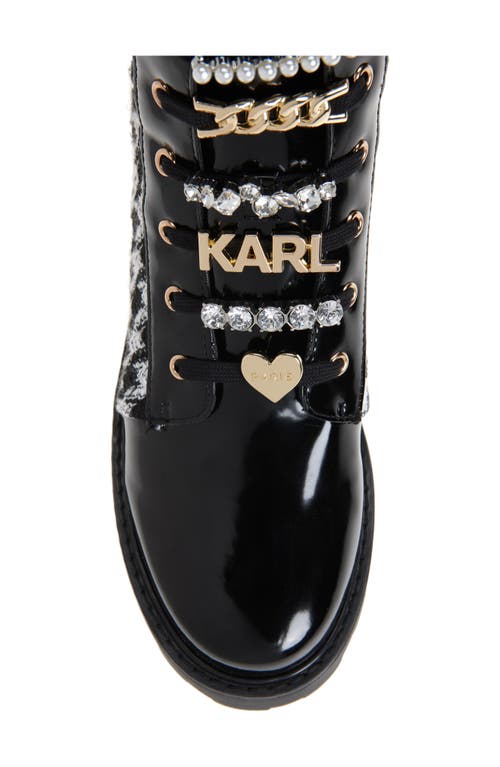 Shop Karl Lagerfeld Paris Maple Tweed Combat Boot In Black/white