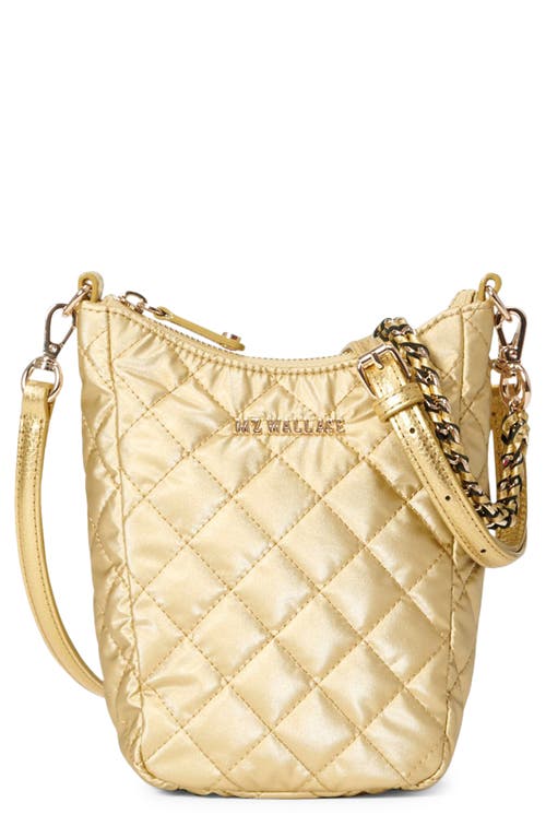 Crosby Go Quilted Nylon Crossbody Bag in Light Gold Pearl Metallic