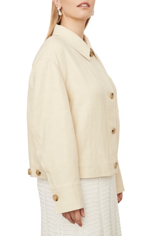 Vince Cropped Twill Linen-blend Jacket In Lemon Stone