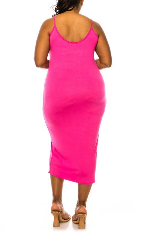 L I V D Jennie Stretch Midi Body-con Dress In Hot Pink