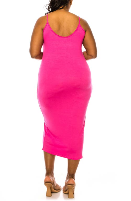 Shop L I V D Jennie Stretch Midi Body-con Dress In Hot Pink