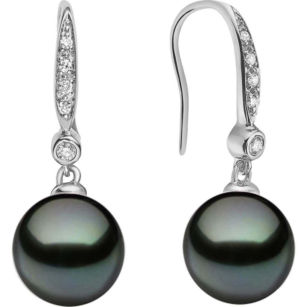 Shop House Of Frosted 14k Gold Diamond & Pearl Drop Earrings In Silver/green