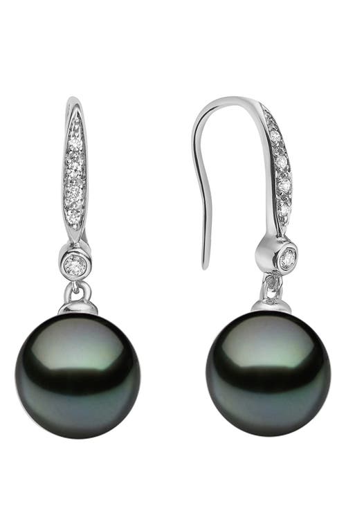 Shop House Of Frosted 14k Gold Diamond & Pearl Drop Earrings In Silver/green