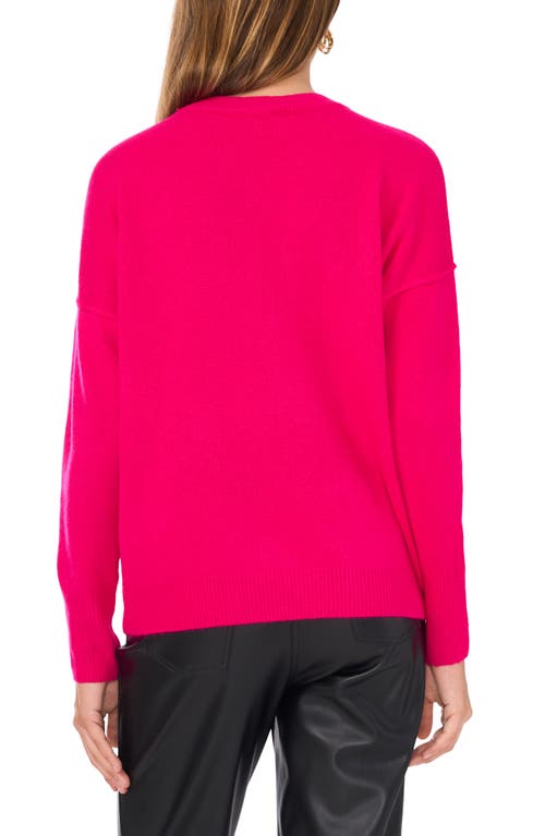 Shop Vince Camuto Exposed Seam Crewneck Sweater In Electric Pink