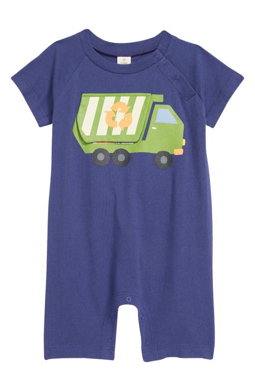 Tucker + Tate 3D Graphic Knit Organic Cotton Romper in Blue Twilight Recycle Truck