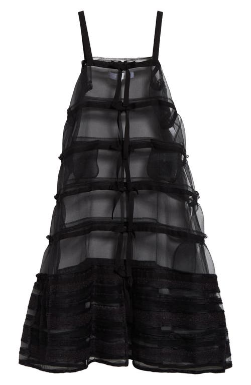 Shop Tao Comme Des Garçons Tiered Organdy & Lace Midi Dress In Black