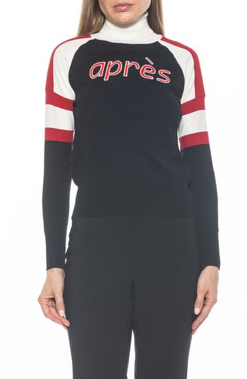 Alexia Admor Jenni Ski Turtleneck Sweater In Black Ivory