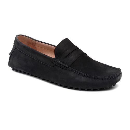 Carlos Santana Ritchie Penny Loafer In Black Nubuck
