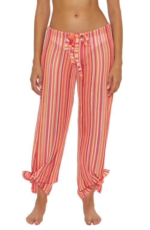 Shop Becca Seaside Stripe Cover-up Pants In Coral Reef