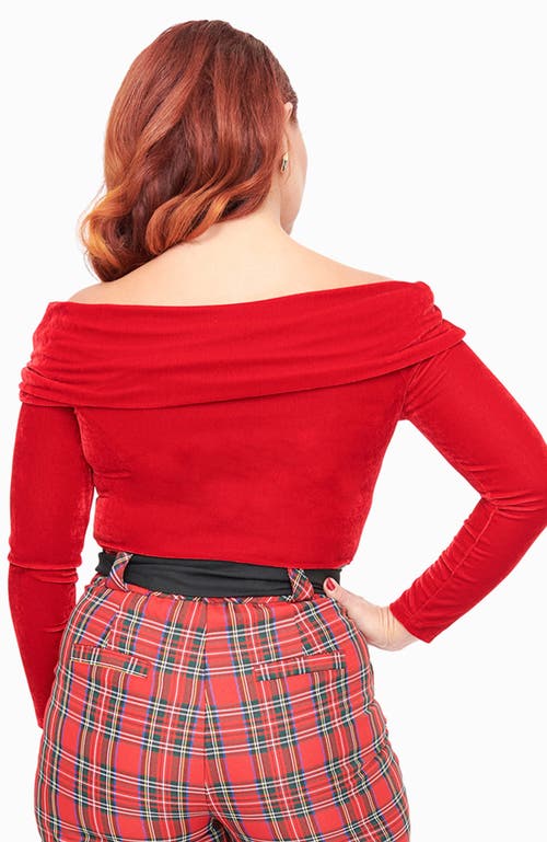UNIQUE VINTAGE UNIQUE VINTAGE FOLD SHOULDER LONG SLEEVE KNIT TOP