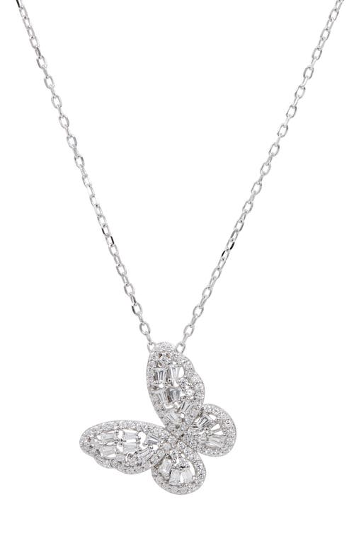 Cubic Zirconia Butterfly Pendant Necklace in White