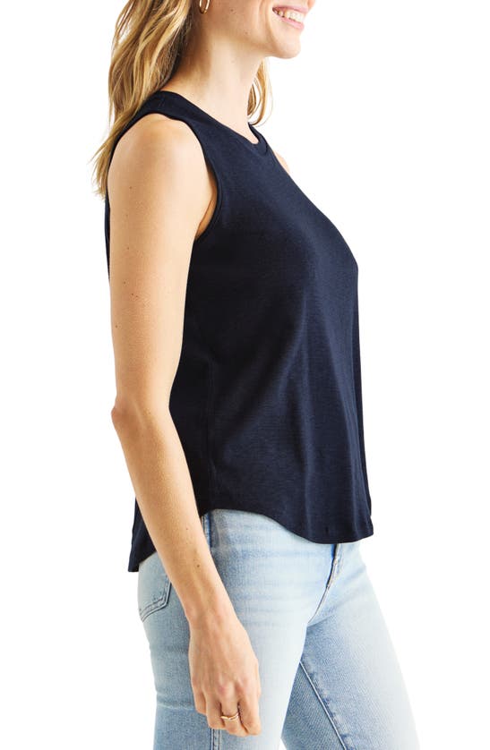 Shop Splendid Acadia Slub Cotton Tank In Navy