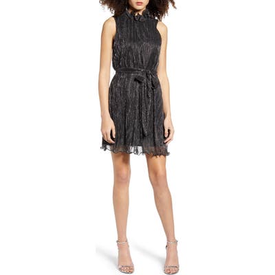 Endless Rose Metallic Stripe Minidress, Black