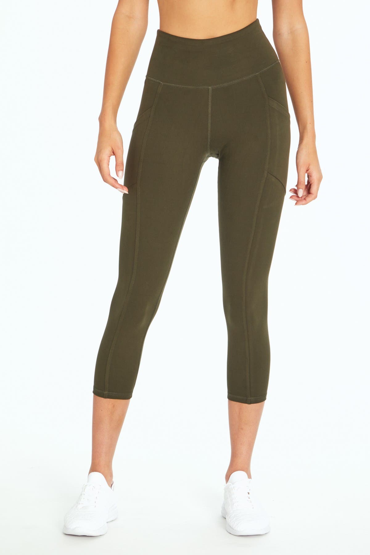Marika Drew High Waisted Tummy Control Capri Leggings In Forest Night