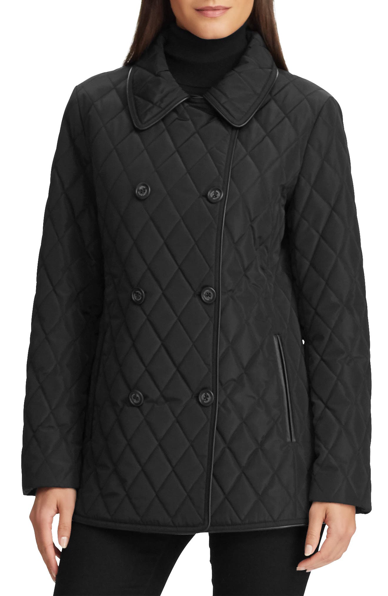 Lauren Ralph Lauren Double Breasted Quilted Peacoat Nordstrom