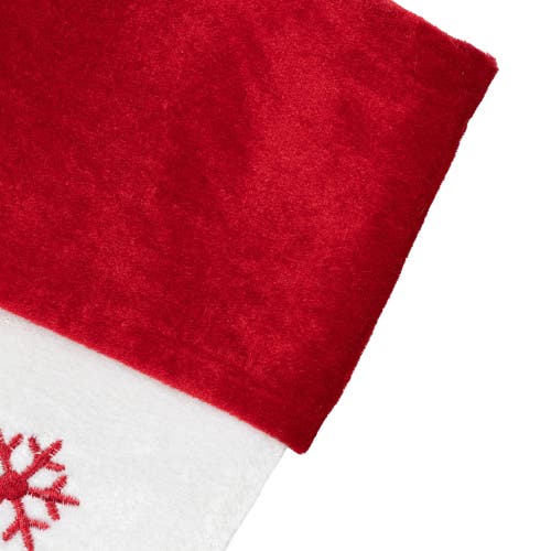 Northlight 19" Red And White Velvet Embroidered Snowflake Christmas Stocking In Red