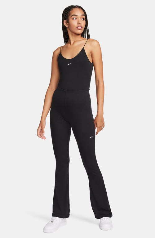Shop Nike Sportswear Chill Knit Flare Leggings In Black/sail