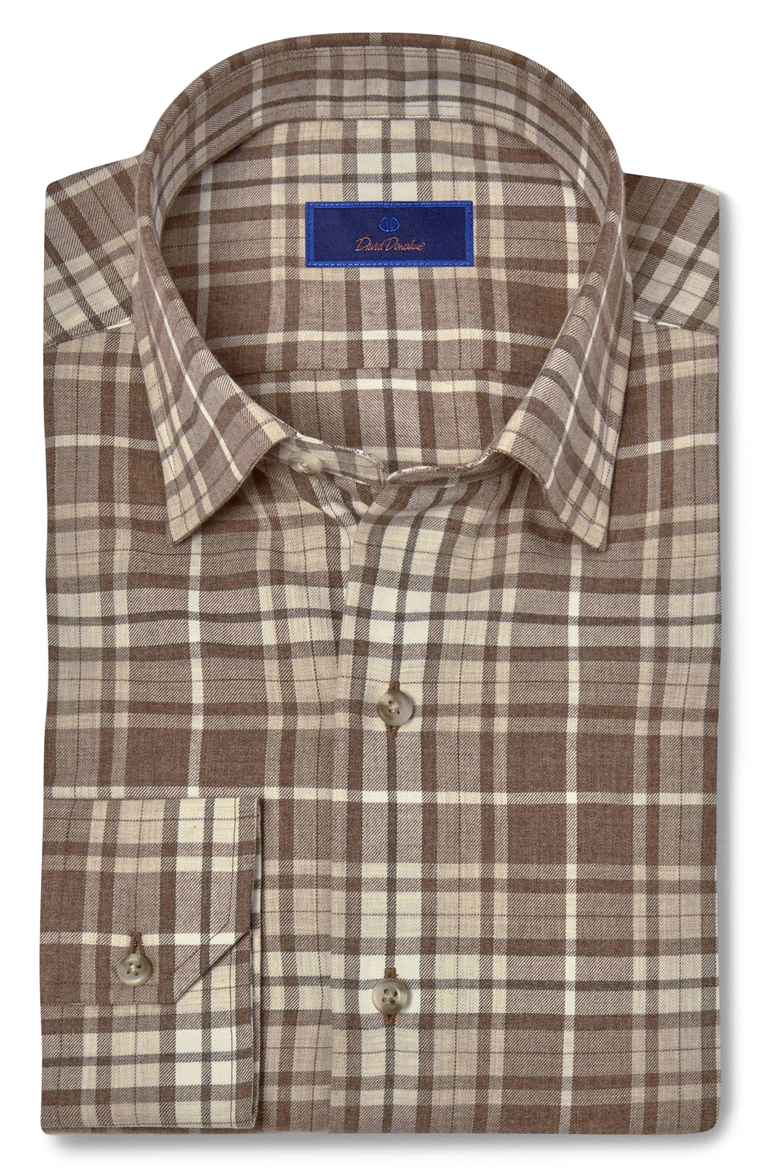 David Donahue Plaid Cotton Twill Hidden ButtonDown Shirt Nordstrom