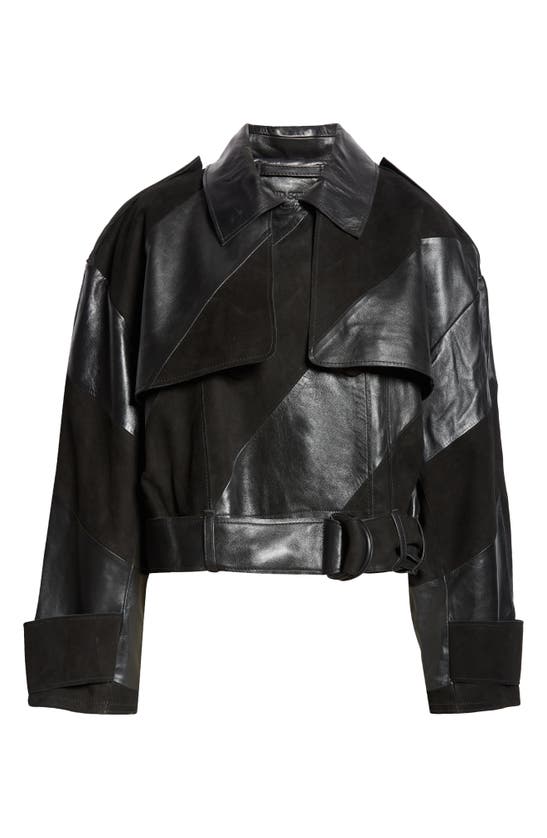 Shop Stand Studio Blossom Leather & Suede Panel Moto Jacket In Black