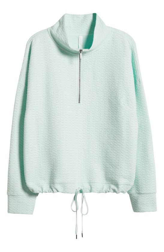 Shop Zella Revive Half Zip Pullover Sweatshirt In Green Glimmer