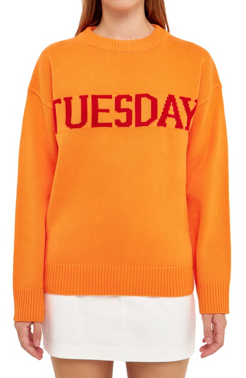 Shop English Factory Weekday Motif Sweater In Orange/red