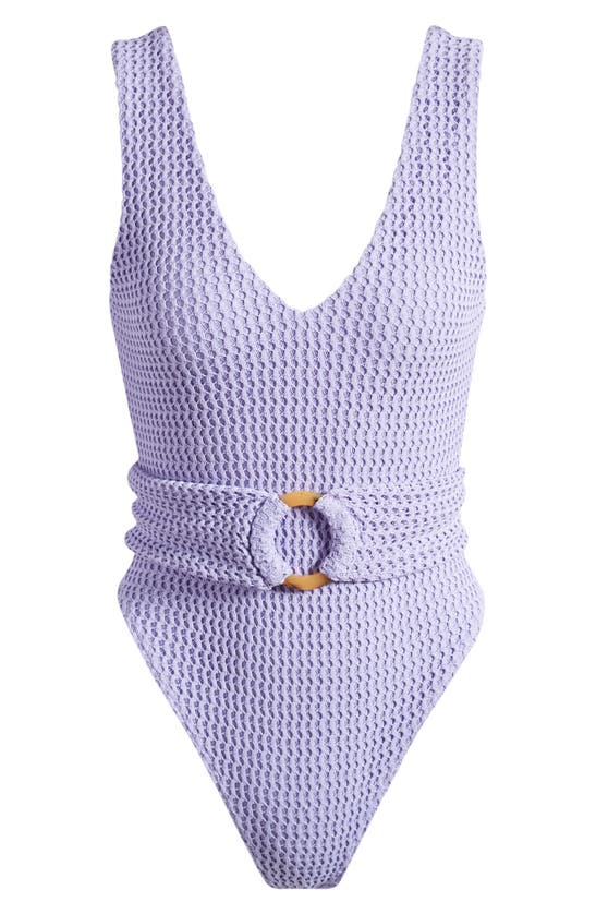 Shop Montce Kim Textured Knit One-piece Swimsuit In Lavendar Crochet